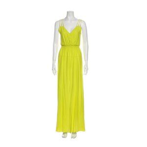 Jay Godfrey Green V-Neck Long Dress